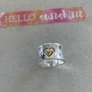 BNIB .925 Silver Heart Ring with Gold Tone Heart